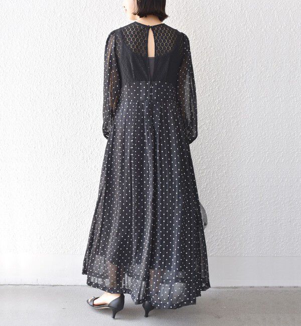 SHIPS for women「A PUPIL:ドット レース ロング ワンピース」|ワンピース|
