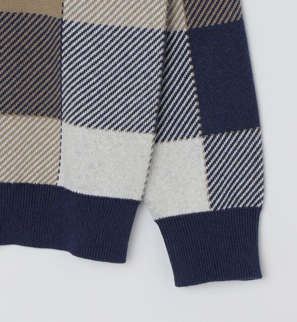 SHIPS「SHIPS:〈手洗い可能〉コットン カシミヤ チェック クルーネック ニット」|ニット・セーター|