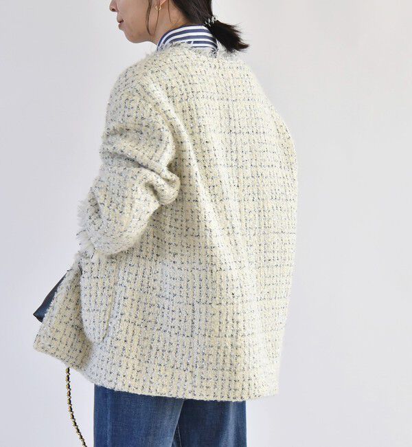 quaranciel「quaranciel: ファンシー ツイード ノーカラー ジャケット」|ノーカラージャケット|