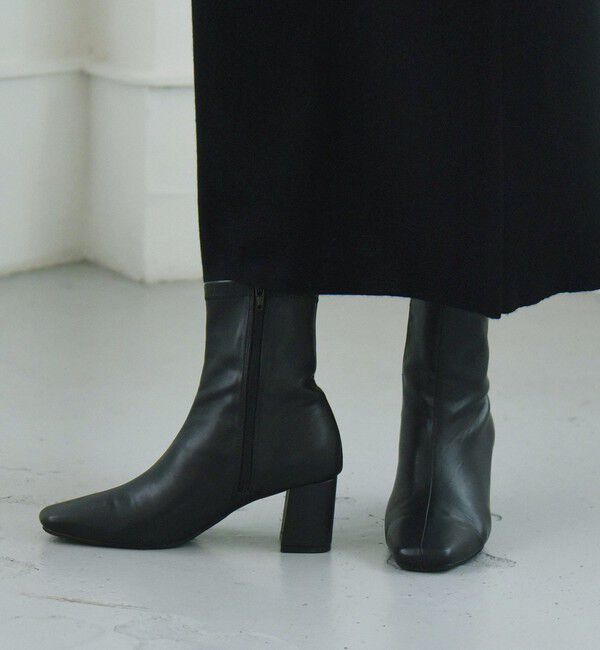 quaranciel「quaranciel: ストレッチ ヒール ショート ブーツ」|ショートブーツ|ブラック