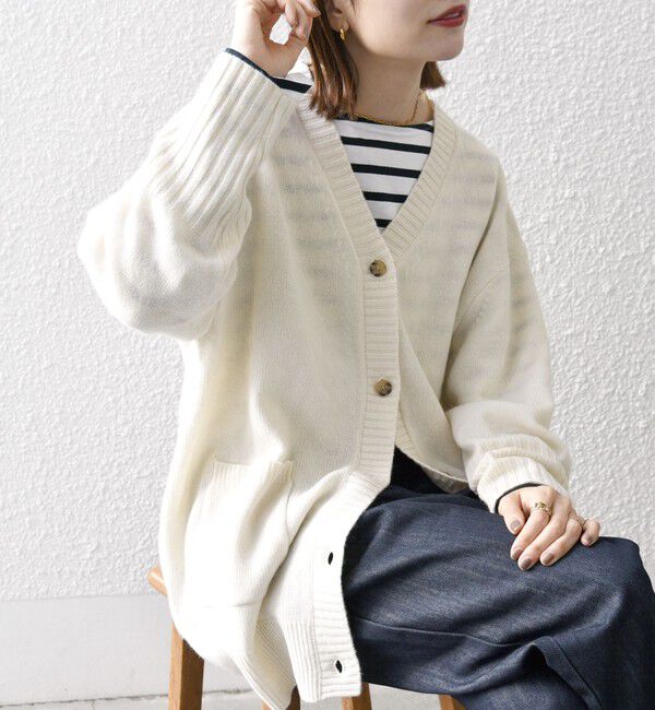 SHIPS any「SHIPS any: AQUA カシミヤ ミックス Vネック ニット カーディガン」|カーディガン|