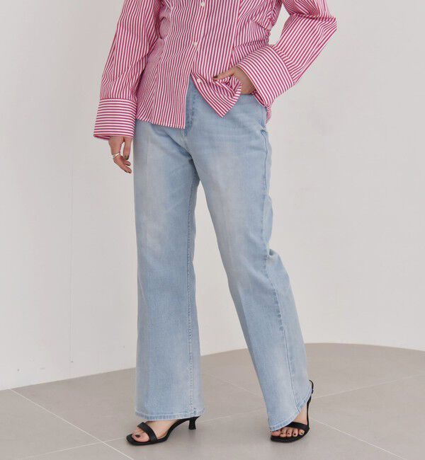 quaranciel「quaranciel:〈洗濯機可能〉セミフレア デニム パンツ」|デニム|