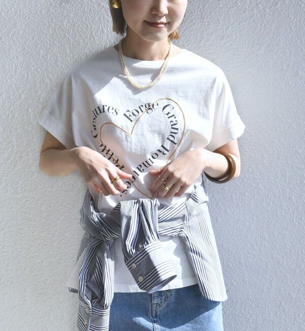 SHIPS for women「【WEB限定】〈手洗い可能〉バリエーション ロゴ 刺繍 プリントTEE」|Tシャツ・カットソー|