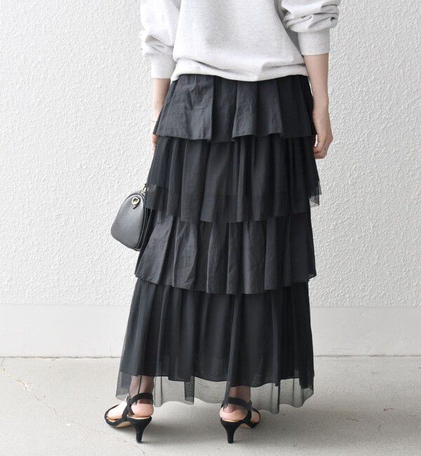 SHIPS any「SHIPS any:〈手洗い可能〉チュール  ティアード ロング スカート」|スカート|