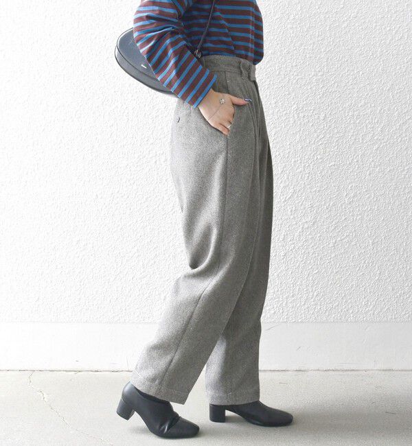 SHIPS any「SHIPS any:〈洗濯機可能〉ウールライク カーブ タック パンツ」|その他|