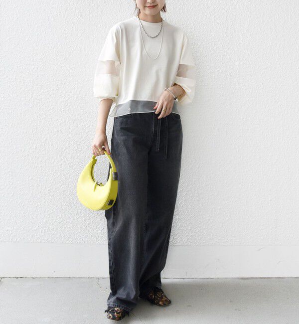 SHIPS for women「〈手洗い可能〉シアー コンビ プルオーバー ロング スリーブ」|Tシャツ・カットソー|