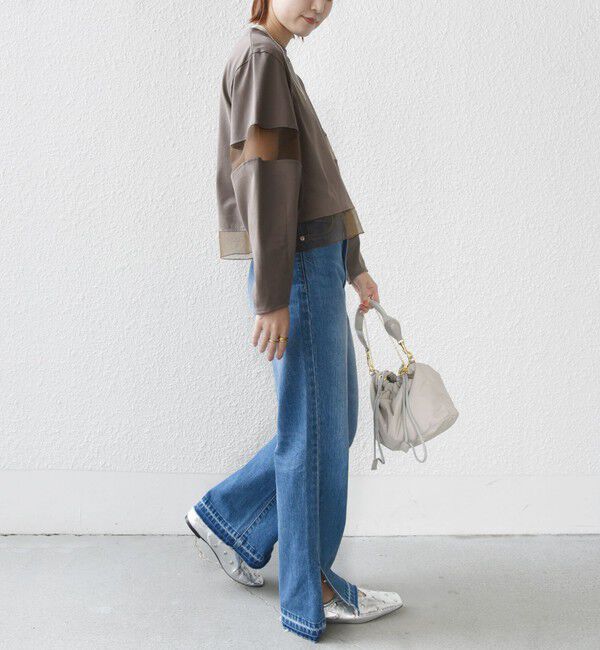 SHIPS for women「〈手洗い可能〉シアー コンビ プルオーバー ロング スリーブ」|Tシャツ・カットソー|