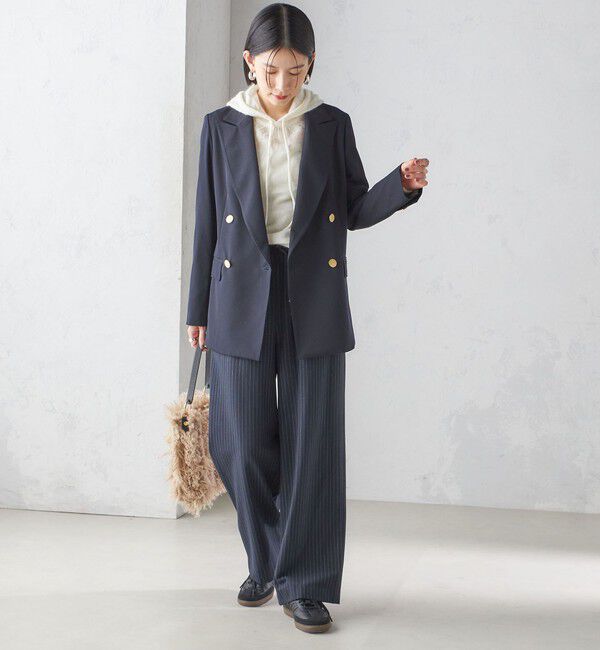 SHIPS for women「〈手洗い可能〉両面起毛 ドロスト パンツ（ネイビー）」|その他|