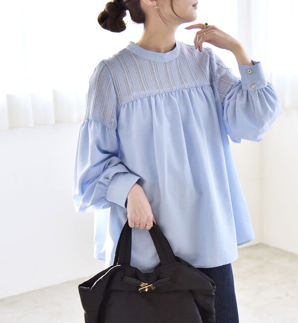 quaranciel「quaranciel:〈手洗い可能〉ラッセル レース フィブリル ブラウス」|シャツ・ブラウス|