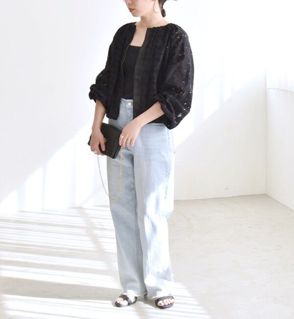 quaranciel「quaranciel:〈手洗い可能〉フラワー レース ジップ ブルゾン」|ブルゾン・スタジャン|