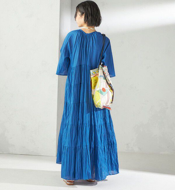 SHIPS for women「〈手洗い可能〉Fanaka:クリンクル 袖 フレア ロング ワンピース」|ワンピース|