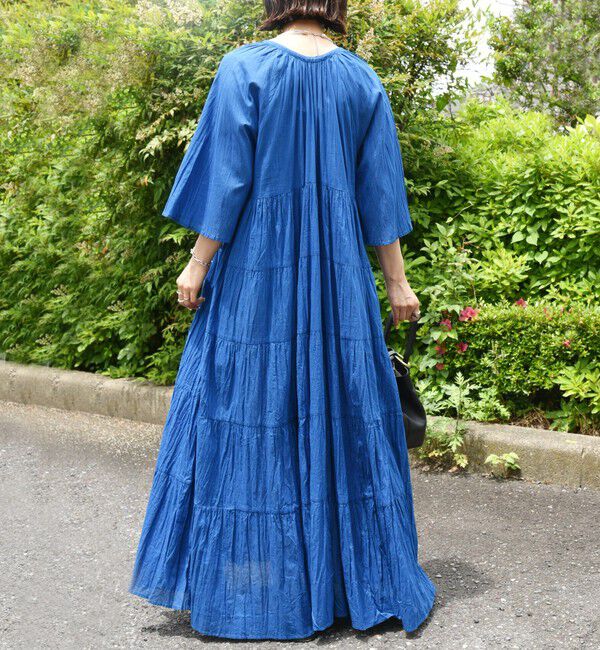 SHIPS for women「〈手洗い可能〉Fanaka:クリンクル 袖 フレア ロング ワンピース」|ワンピース|