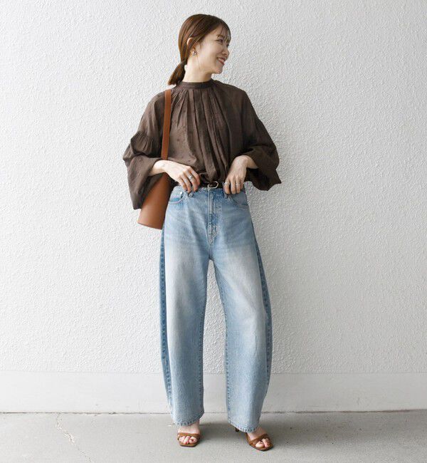 SHIPS any「《一部追加予約》SHIPS any:〈手洗い可能〉シアー ドット スタンドカラー パフ ギャザー ブラウス」|シャツ・ブラウス|