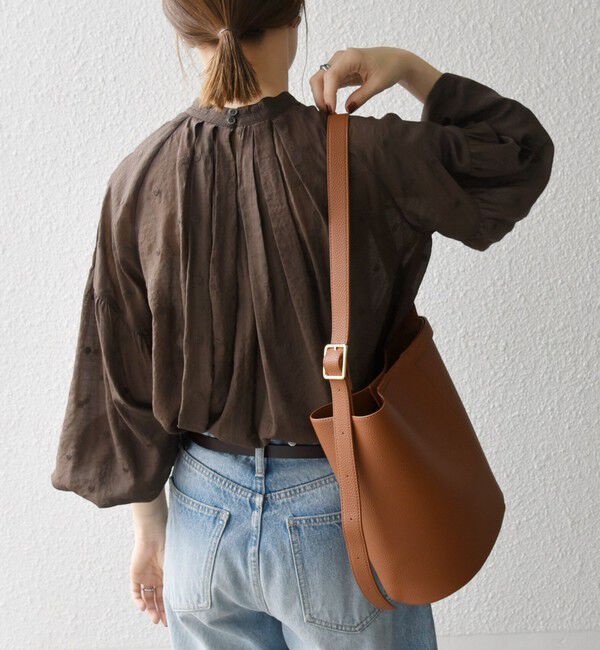 SHIPS any「《一部追加予約》SHIPS any:〈手洗い可能〉シアー ドット スタンドカラー パフ ギャザー ブラウス」|シャツ・ブラウス|