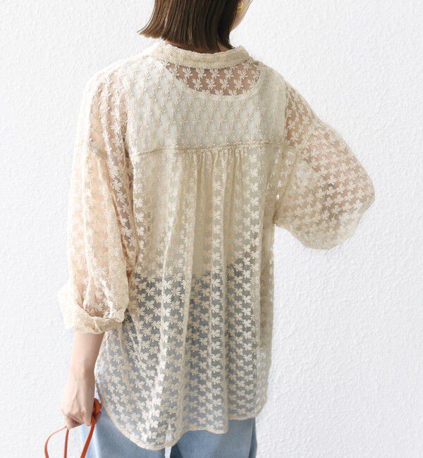 SHIPS for women「〈手洗い可能〉フラワー チュール 刺繍 シャツ」|シャツ・ブラウス|