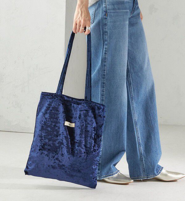 SHIPS for women「【SHIPS別注/PINK RIBBONチャリティー】Uhr: ポリエステル ベロア トート バッグ」|トートバッグ|ネイビー