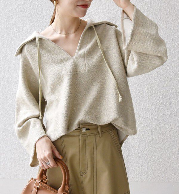 SHIPS any「SHIPS any:〈手洗い可能〉サカリバ スキッパー ビッグカラー プルオーバー」|Tシャツ・カットソー|