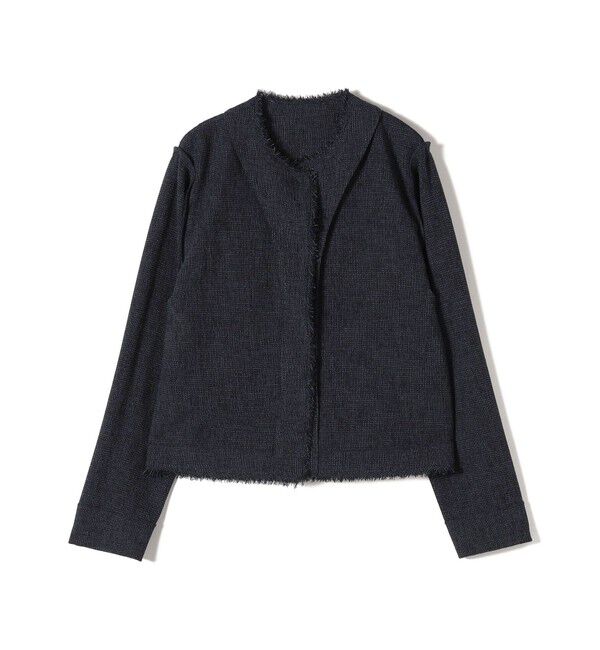 SHIPS for women「〈手洗い可能〉ストレッチ ツイード パール ボタン ジャケット」|ノーカラージャケット|