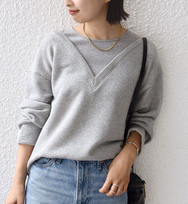 SHIPS for women「〈手洗い可能〉レイヤード デザイン ラメ メランジ 裏毛 プルオーバー」|スウェット・ジャージ|