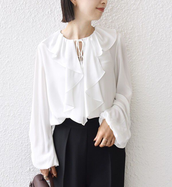 SHIPS for women「【SHIPS別注】troisiemeCHACO: 〈手洗い可能〉ラッフル フリル ブラウス（セレモニー対応可）」|シャツ・ブラウス|