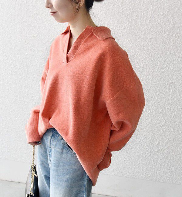 SHIPS any「SHIPS any:〈手洗い可能〉モールヤーン スキッパー ポロ ニット プルオーバー」|ニット・セーター|