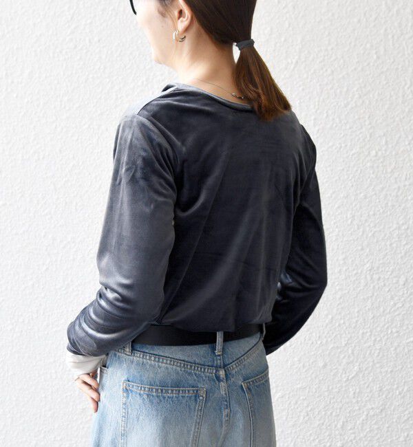 SHIPS any「SHIPS any:〈洗濯機可能〉ポリエステル ベロア 2way ヘンリーネック プルオーバー」|Tシャツ・カットソー|