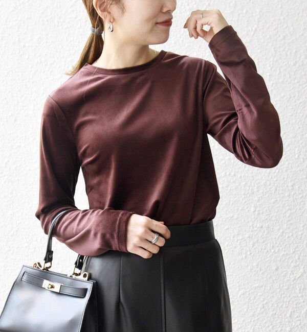 SHIPS any「SHIPS any:〈洗濯機可能〉ポリエステル ベロア 2way ヘンリーネック プルオーバー」|Tシャツ・カットソー|