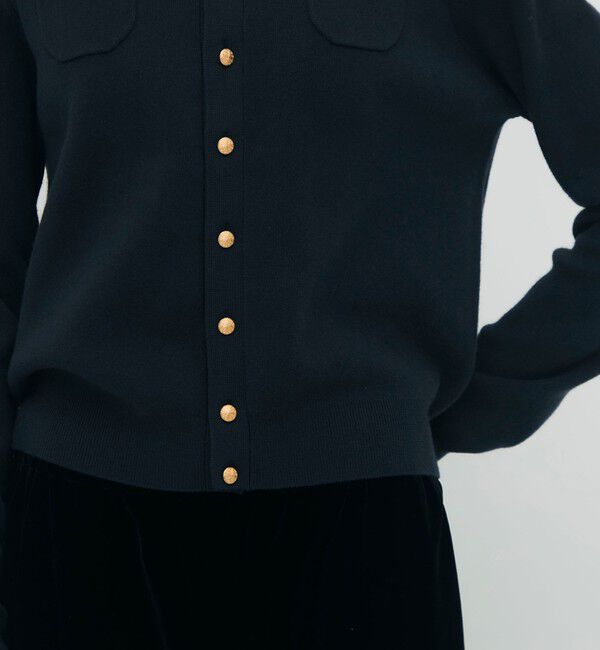 CABaN「コットンカシミヤ レースコンビポケットカーディガン」|カーディガン|