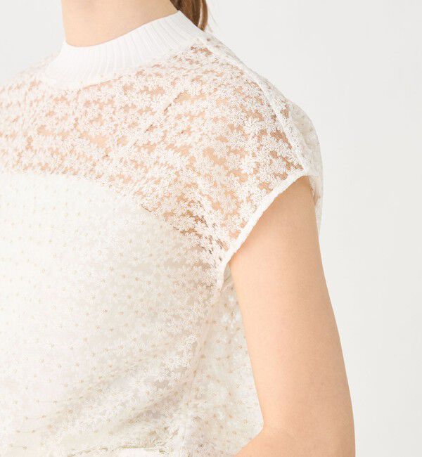 Ballsey「チュールエンブロイダリー レースフレンチスリーブプルオーバー」|シャツ・ブラウス|