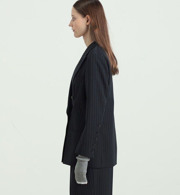 BACCA「ストライプギャバ ダブルテーラードジャケット」|テーラードジャケット|