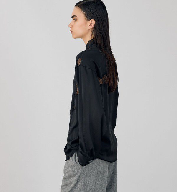 DES PRES「シルクストレッチサテン  レギュラーカラーシャツ」|シャツ・ブラウス|