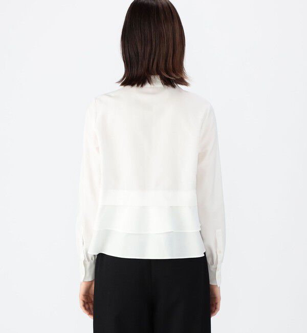 CABaN「タイプライターダブルクロス アシンメトリックフリルロングスリーブシャツ」|シャツ・ブラウス|