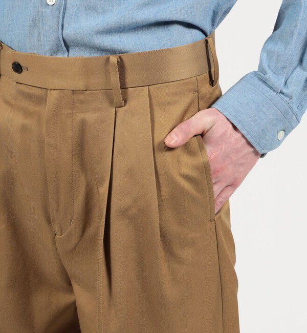 TOMORROWLAND MENS「コットンキュプラ ツイル 2タックワイドストレートパンツ」|スラックス|