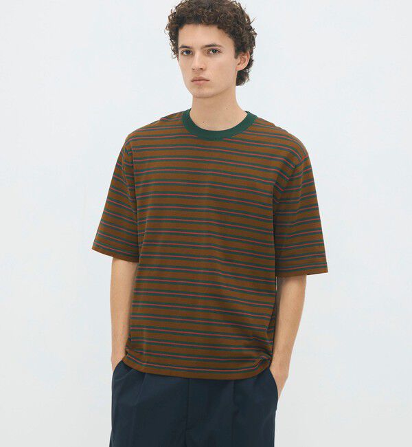 CABaN「CABaN コットン ハイゲージストライプ クルーネックプルオーバー」|ニット・セーター|