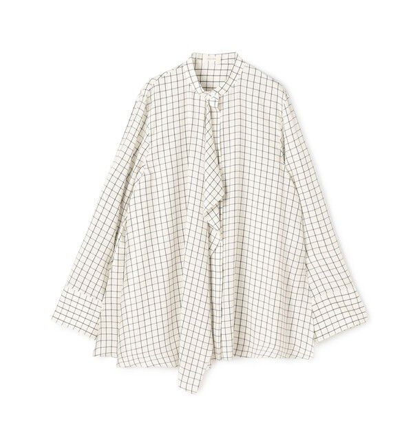 DES PRES「プレイドセルロースツイル フロンドレープシャツ」|シャツ・ブラウス|18 ホワイト系