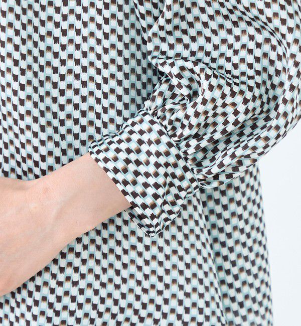 Ballsey「ラグスクエアプリント フリルネックブラウス」|シャツ・ブラウス|