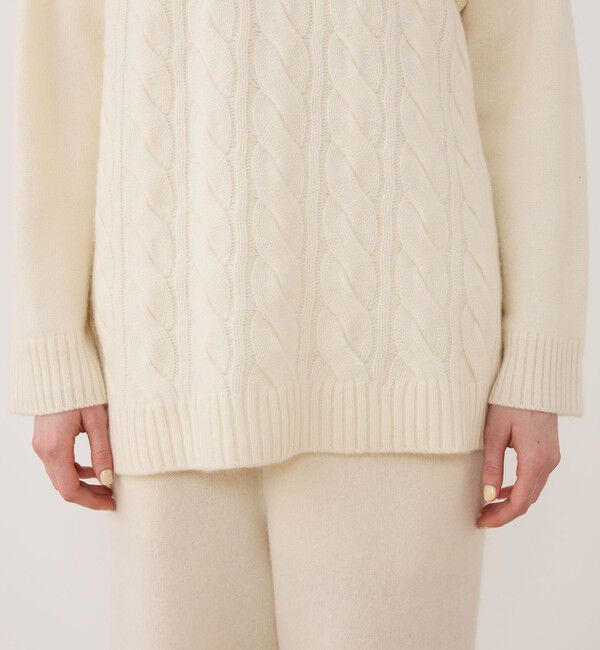 GALERIE VIE「モンゴルカシミヤケーブル クルーネックプルオーバー」|ニット・セーター|