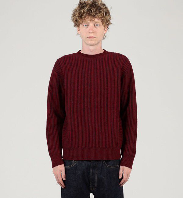 TOMORROWLAND MENS「ウールカシミヤシルク リブクルーネックプルオーバーニット」|ニット・セーター|