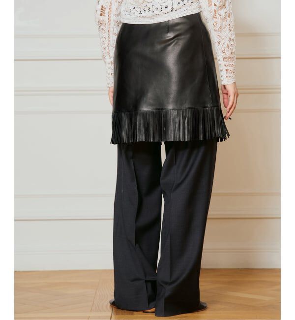 IENA LA BOUCLE「IENA LA BOUCLE レザーフリンジミニスカート」|スカート|