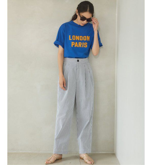 IENA「BLACK シアサッカーパンツ」|スラックス|