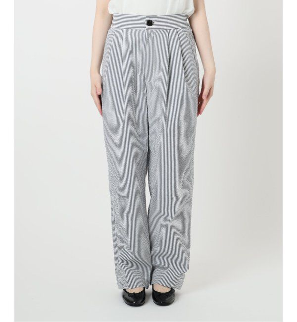 IENA「BLACK シアサッカーパンツ」|スラックス|