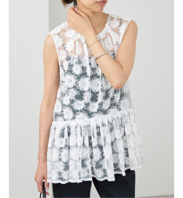 IENA「フラワーレース ペプラムブラウス」|シャツ・ブラウス|