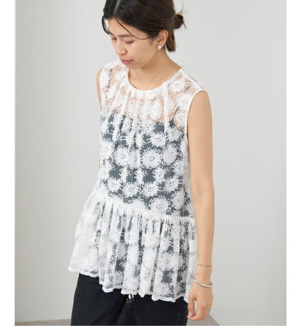 IENA「フラワーレース ペプラムブラウス」|シャツ・ブラウス|