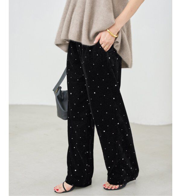 IENA「COUTURE D&rsquo;ADAM/クチュールドアダム Glitter PT ベロアイージーパンツ 221」|その他|ブラック