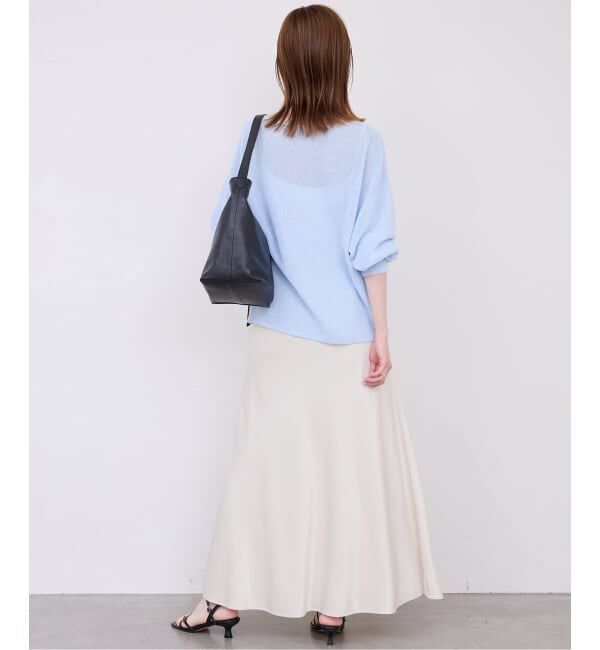 SLOBE IENA「《ブラックのみWEB限定/追加2》グロッシーサテンフレアスカート」|スカート|