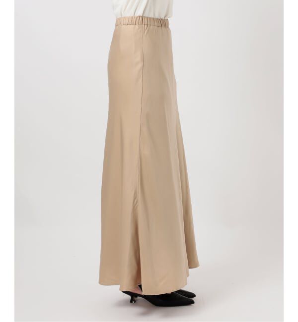 SLOBE IENA「《ブラックのみWEB限定/追加2》グロッシーサテンフレアスカート」|スカート|