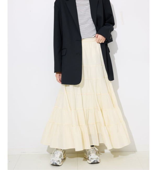 SLOBE IENA「シルキータッサーティアードスカート」|スカート|