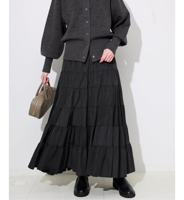 SLOBE IENA「シルキータッサーティアードスカート」|スカート|
