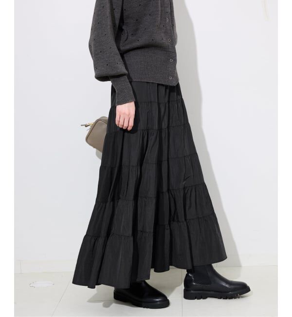 SLOBE IENA「シルキータッサーティアードスカート」|スカート|