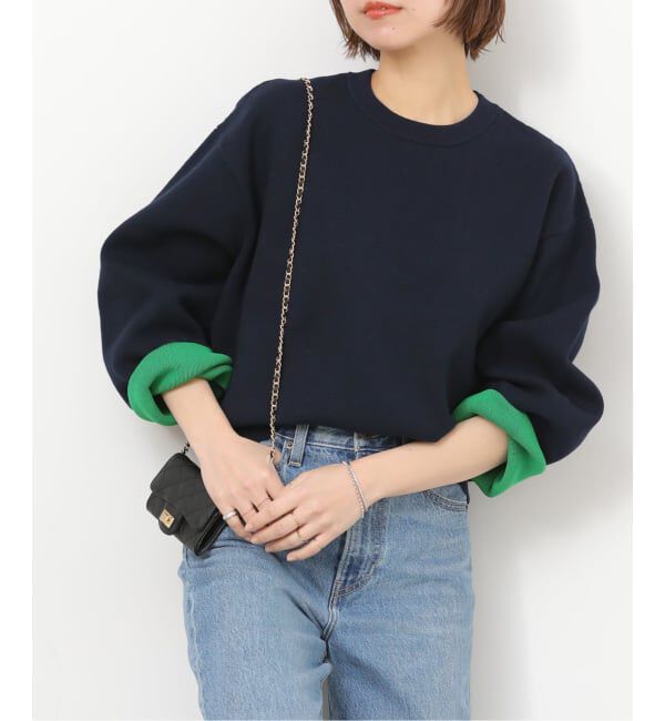JOURNAL STANDARD relume「《予約》ダブルニットコントラストプルオーバー」|ニット・セーター|ネイビー